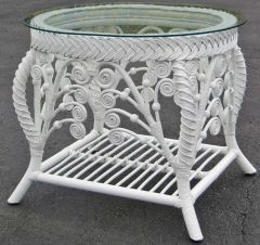 Wicker End Table, Victorian Style 
