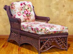 Victorian Natural Wicker Chaise Lounge Brown Wash