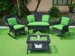 BLACK WITH OLIVE GREEN CUSHIONS