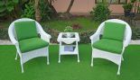 WHITE WITH OLIVE GREEN CUSHIONS
