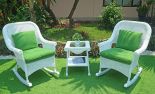 WHITE WITH OLIVE GREEN CUSHIONS