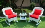 WHITE WITH CHILI RED CUSHIONS