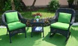 BLACK WITH OLIVE GREEN CUSHIONS