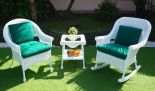 WHITE WITH FOREST GREEN CUSHIONS