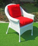 WHITE SHOWN WITH CHILI PEPPER RED CUSHIONS