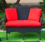 BLACK WITH CHILI RED CUSHION