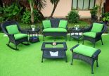 BLACK WITH OLIVE GREEN CUSHIONS