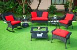 BLACK WITH CHILI RED CUSHIONS