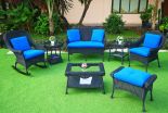BLACK WITH OCEAN BLUE CUSHIONS