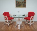 WITH POPPY RED CUSHIONS