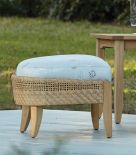 Lane Venture Edgewood Resin Wicker and Teak Ottoman with Cushion