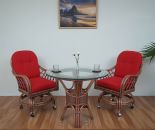 WITH POPPY RED CUSHIONS