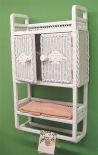 Wicker Cabinet With Towel Bar, White