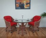 WITH POPPY RED CUSHIONS