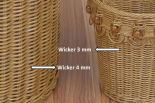 Wicker Hamper Round Lined Beaded Victorian Style AND Matching Round Waste Basket Caramel