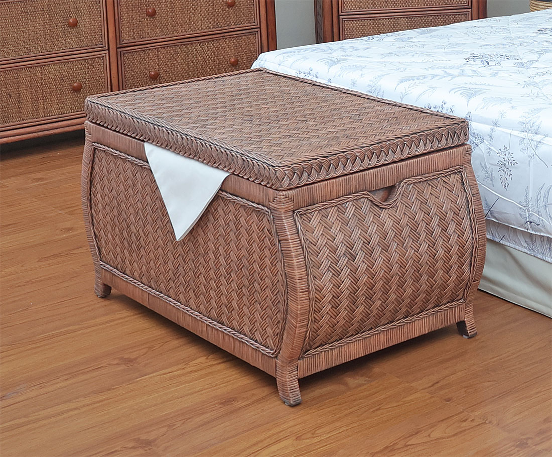 Wicker Storage Trunk Bombay Teawash Brown Woodlined