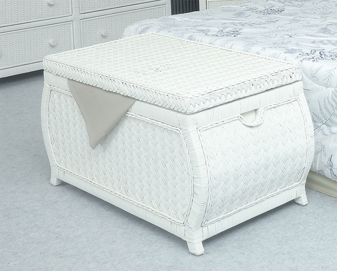 Wicker Storage Trunk Bombay White Woodlined