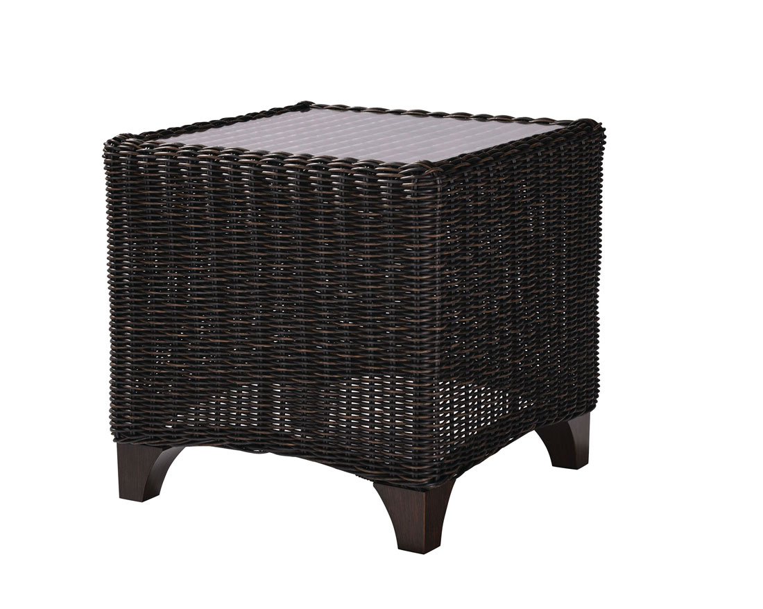 Requisite Synthetic Square End Table with Inset Glass Top
