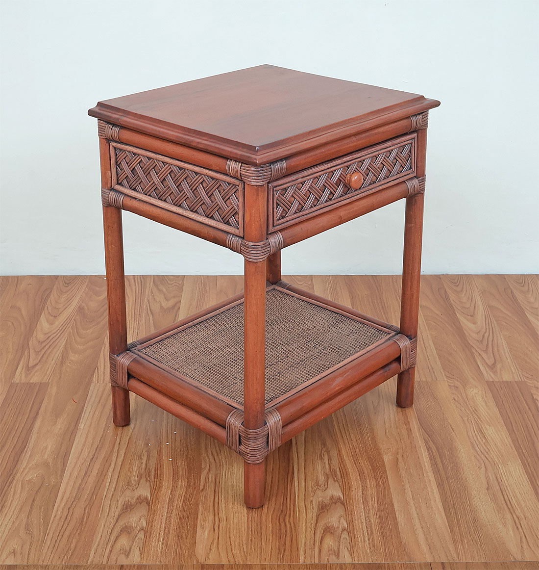 Wicker Night Stand Milano 1 Drawer Night Stand w/Wooden Top, Available in Tea Wash Brown