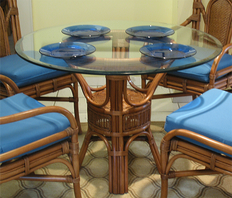 Pole Rattan 42 Round Dining Table With, 42 In Round Glass Table Top