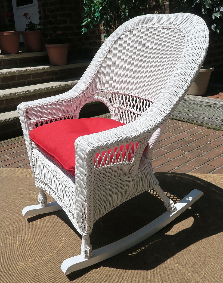 White Vineyard Natural Wicker Rocking Chair