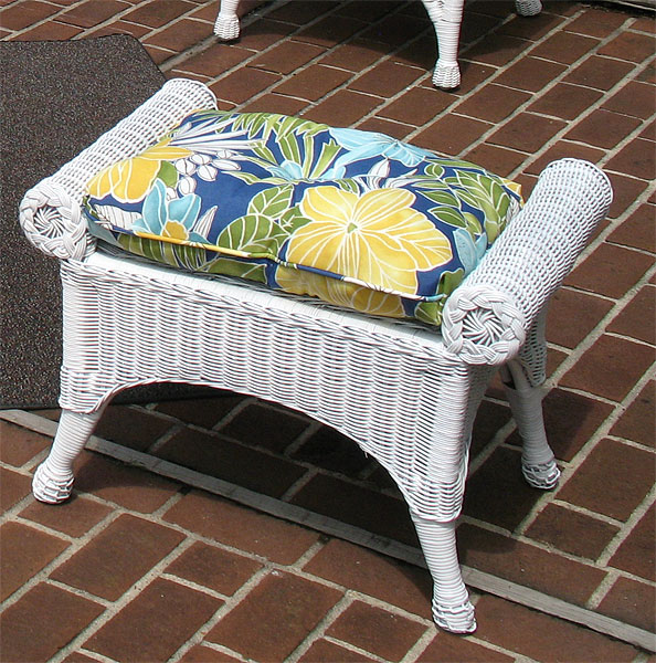Natural Wicker Bench or Ottoman, Diamond Style 