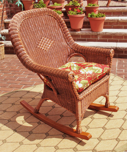 Natural Wicker Rocking Chairs, High Back Diamond Style