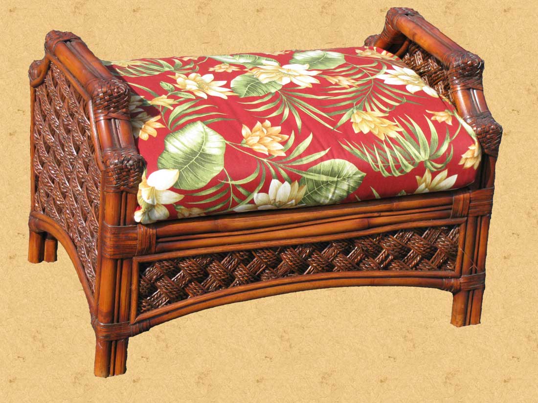 Aloha Rattan Ottoman with Cushion