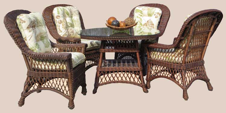 Wicker Dining Set 48&quot; Square Round Harbor Beach Style